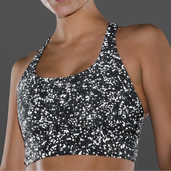 Lululemon Energy Reflective Long-Line Bra B–D Crinkle Dust ReflectiveWhite Multi